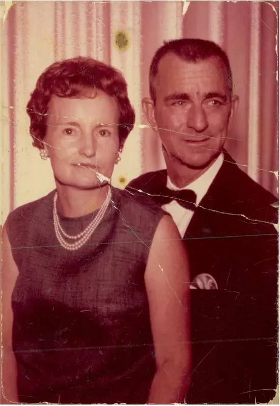 Original discoloured photograph before it was restored by hand