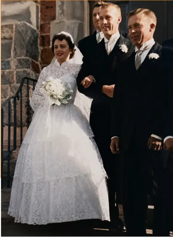 The same faded photograph, restored by hand at MemoryCherish