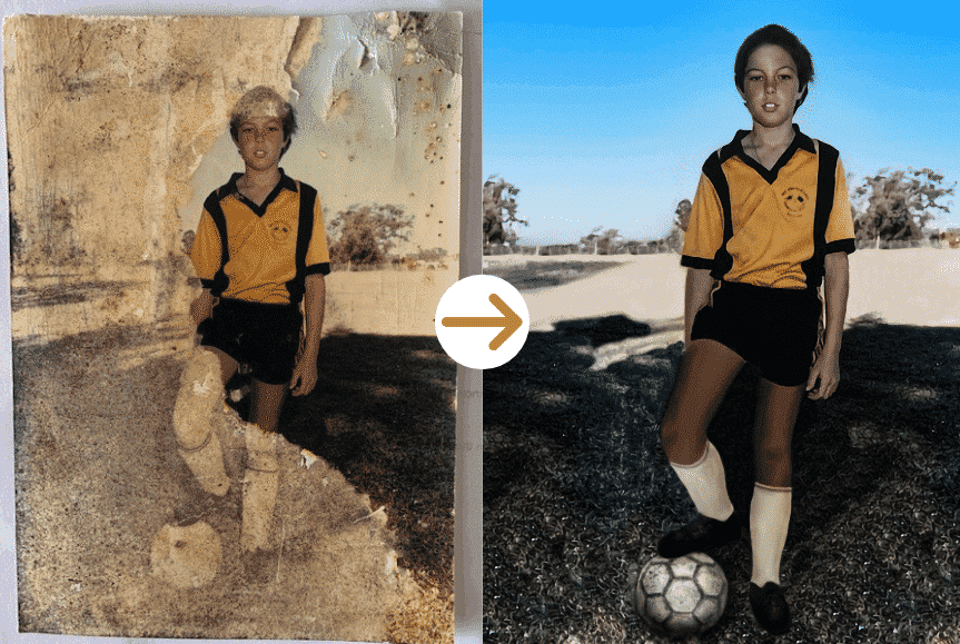 Water-damaged, photo restoration, before and after