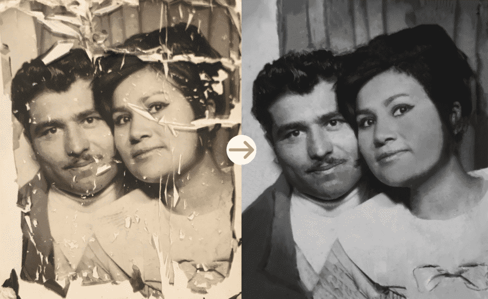 Stains & marks, photo restoration, before and after