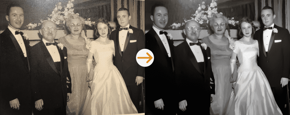 Discolored, photo restoration, before and after