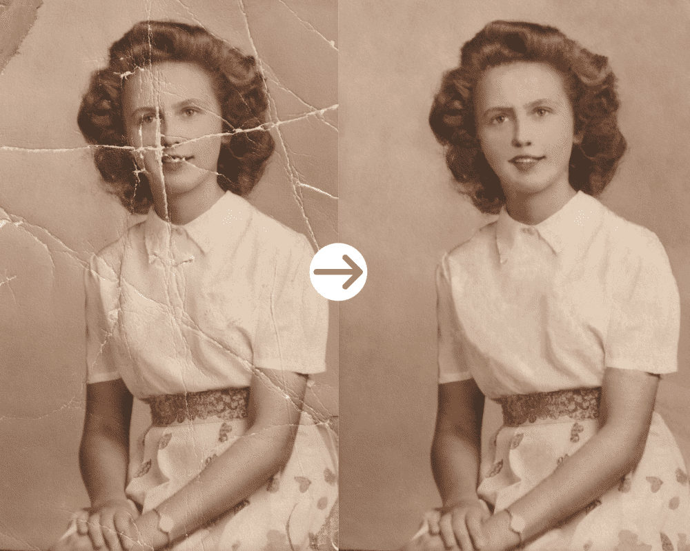 Torn & in pieces, photo restoration, before and after