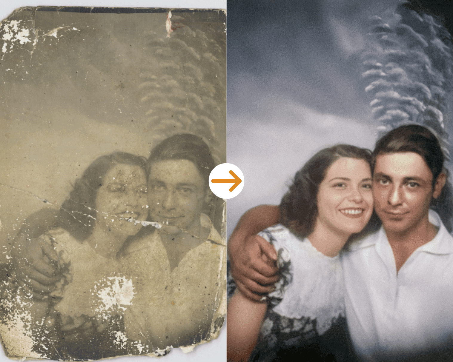 Faded almost white, photo restoration, before and after